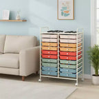 Gymax carrello contenitore mobile a 20 cassetti arcobaleno/nero/trasparente/grigio + beige + giallo/multicolore/macaron/sfumato rosa/grigio/rosa acceso/arancione/viola/bianco