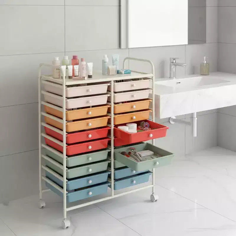 Gymax carrello contenitore mobile a 20 cassetti arcobaleno/nero/trasparente/grigio + beige + giallo/multicolore/macaron/sfumato rosa/grigio/rosa acceso/arancione/viola/bianco