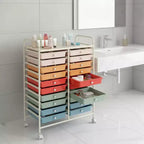 Gymax carrello contenitore mobile a 20 cassetti arcobaleno/nero/trasparente/grigio + beige + giallo/multicolore/macaron/sfumato rosa/grigio/rosa acceso/arancione/viola/bianco