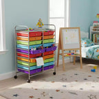 Gymax carrello contenitore mobile a 20 cassetti arcobaleno/nero/trasparente/grigio + beige + giallo/multicolore/macaron/sfumato rosa/grigio/rosa acceso/arancione/viola/bianco