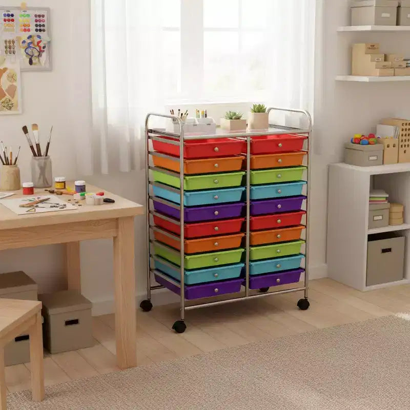 Gymax carrello contenitore mobile a 20 cassetti arcobaleno/nero/trasparente/grigio + beige + giallo/multicolore/macaron/sfumato rosa/grigio/rosa acceso/arancione/viola/bianco