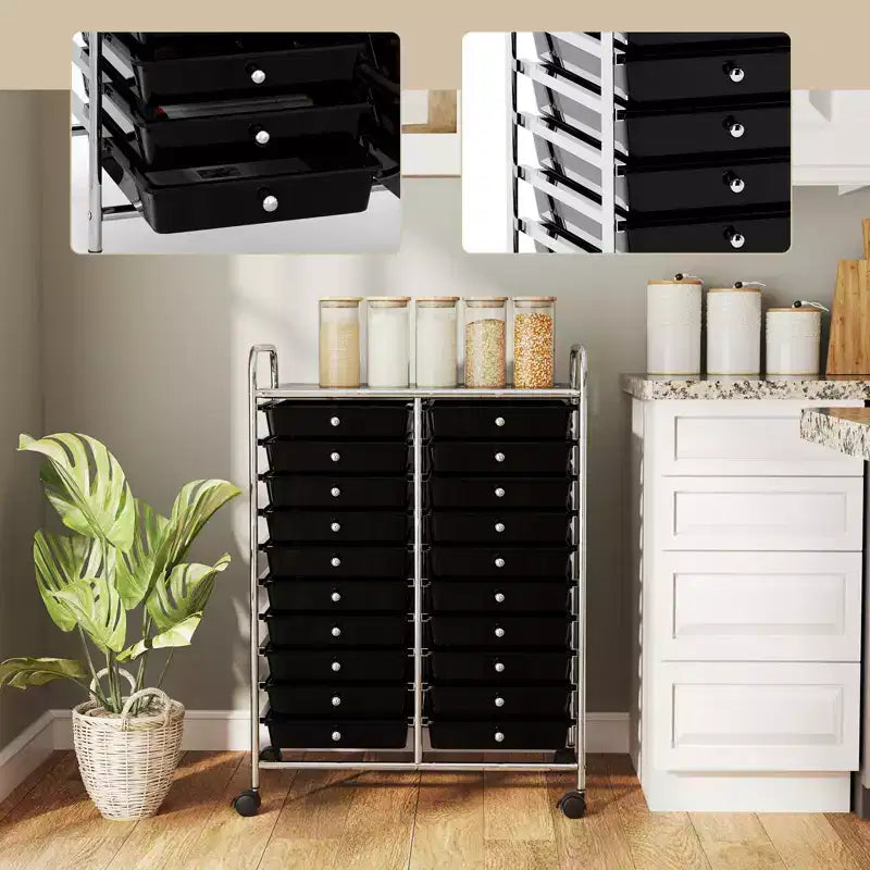 Gymax carrello contenitore mobile a 20 cassetti arcobaleno/nero/trasparente/grigio + beige + giallo/multicolore/macaron/sfumato rosa/grigio/rosa acceso/arancione/viola/bianco