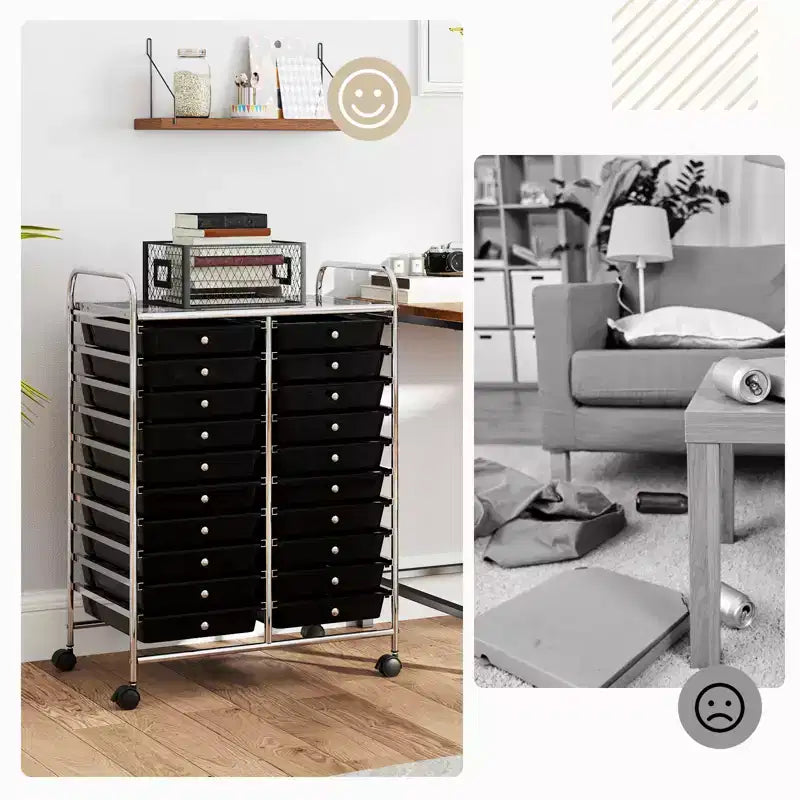 Gymax carrello contenitore mobile a 20 cassetti arcobaleno/nero/trasparente/grigio + beige + giallo/multicolore/macaron/sfumato rosa/grigio/rosa acceso/arancione/viola/bianco