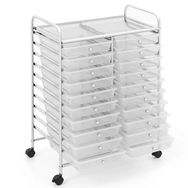 Gymax carrello contenitore mobile a 20 cassetti arcobaleno/nero/trasparente/grigio + beige + giallo/multicolore/macaron/sfumato rosa/grigio/rosa acceso/arancione/viola/bianco