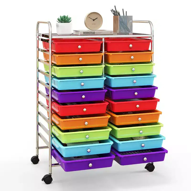 Gymax carrello contenitore mobile a 20 cassetti arcobaleno/nero/trasparente/grigio + beige + giallo/multicolore/macaron/sfumato rosa/grigio/rosa acceso/arancione/viola/bianco