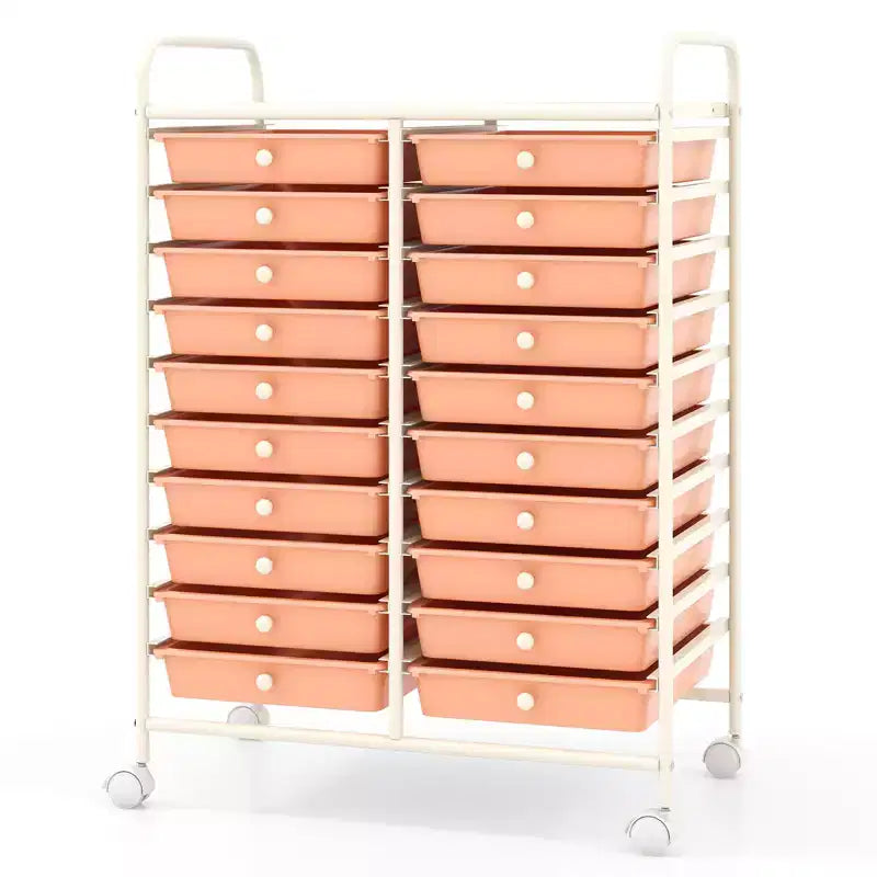Gymax carrello contenitore mobile a 20 cassetti arcobaleno/nero/trasparente/grigio + beige + giallo/multicolore/macaron/sfumato rosa/grigio/rosa acceso/arancione/viola/bianco