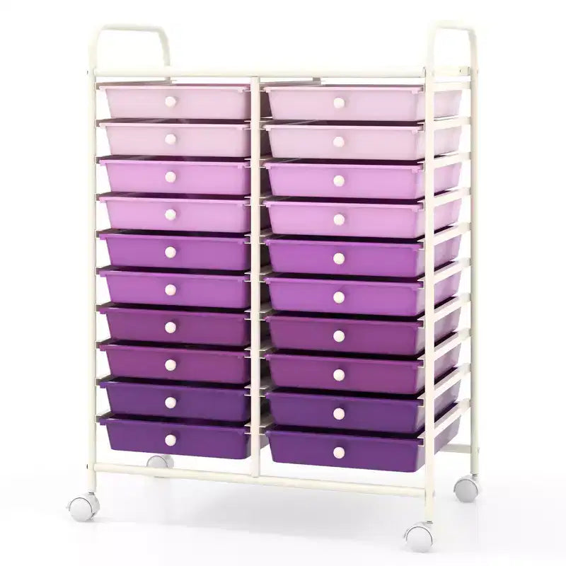 Gymax carrello contenitore mobile a 20 cassetti arcobaleno/nero/trasparente/grigio + beige + giallo/multicolore/macaron/sfumato rosa/grigio/rosa acceso/arancione/viola/bianco
