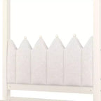 Struttura letto a baldacchino con piattaforma, misure Twin/Full, con testiera imbottita a corona, letto estraibile e 3 cassetti - ModernLuxe