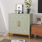 Credenza moderna con dettagli dorati, mobile contenitore in legno con 2 ante, mobile buffet d'accento per soggiorno, sala da pranzo, cucina