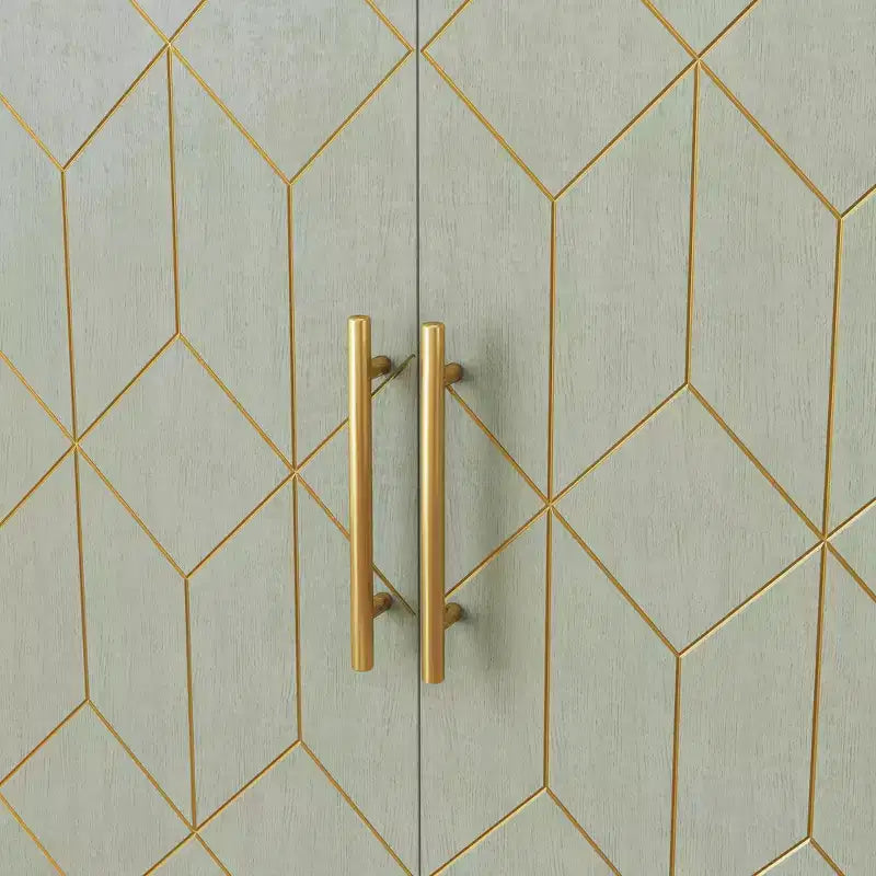 Credenza moderna con dettagli dorati, mobile contenitore in legno con 2 ante, mobile buffet d'accento per soggiorno, sala da pranzo, cucina