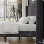 Letto a piattaforma imbottito Dyonery Queen Size, letto Wingback con testiera da 56,1 pollici in velluto a coste/gambe in legno massello/nessuna rete a molle necessaria/senza rumore