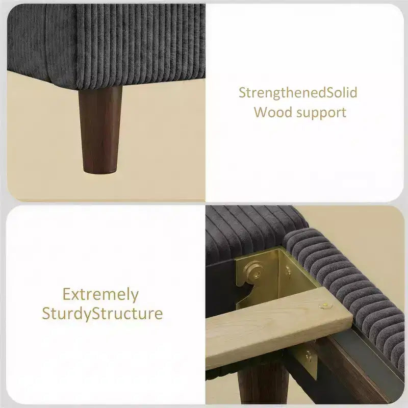 Letto a piattaforma imbottito Dyonery Queen Size, letto Wingback con testiera da 56,1 pollici in velluto a coste/gambe in legno massello/nessuna rete a molle necessaria/senza rumore
