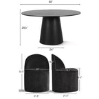 Set da pranzo rotondo moderno per 6 persone, tavolo da pranzo nero con piedistallo, sedie a botte girevoli in ciniglia con ruote - Panipeachy