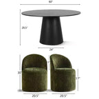 Set da pranzo rotondo moderno per 6 persone, tavolo da pranzo nero con piedistallo, sedie a botte girevoli in ciniglia con ruote - Panipeachy