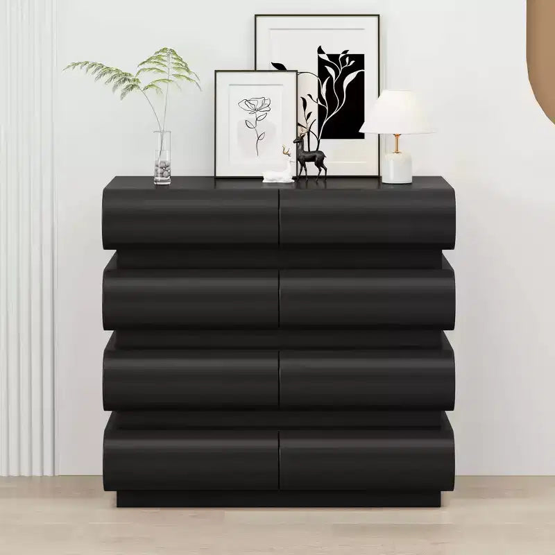 MAYEERTY 8 Drawers Nightstand for Bedroom Black No Handle Modern 8 CHest of Drawers with Wide Storage