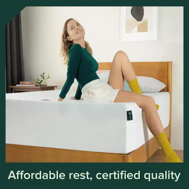 ZINUS Materasso in memory foam al tè verde, 10 pollici, queen, senza fibra di vetro, rigidità media, sollievo dalla pressione zonale, schiume e tessuto certificati sicuri.