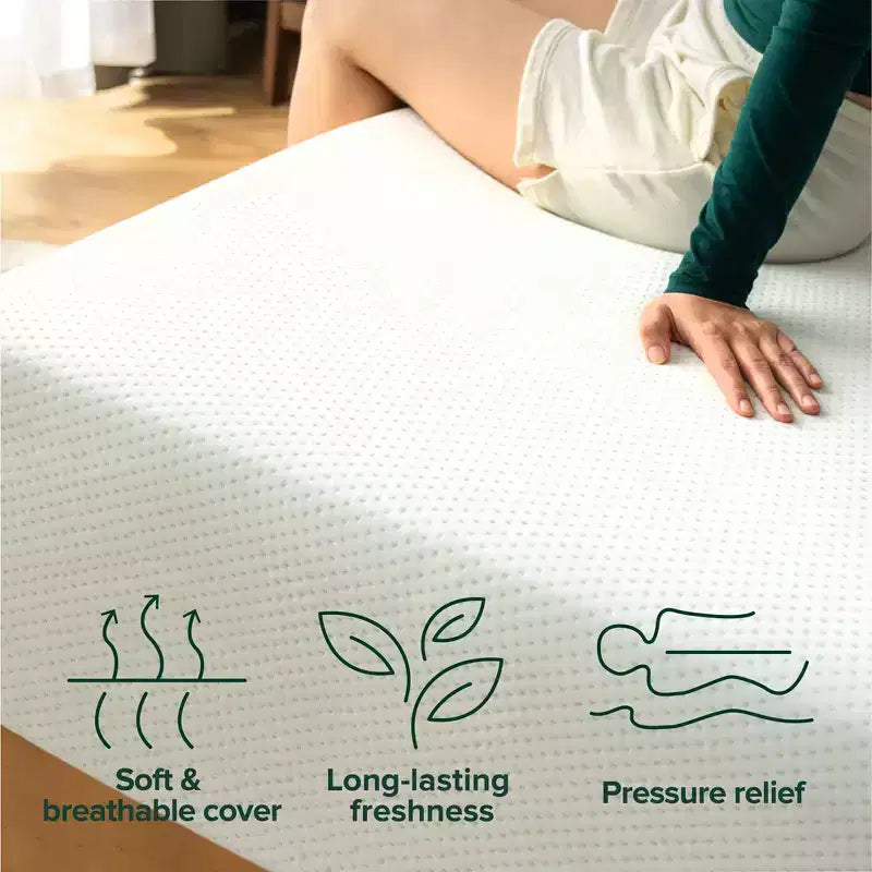 ZINUS Materasso in memory foam al tè verde, 10 pollici, queen, senza fibra di vetro, rigidità media, sollievo dalla pressione zonale, schiume e tessuto certificati sicuri.
