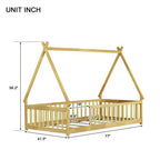 Letto a pavimento a forma di tenda Bellemave a una piazza con spondine e doghe