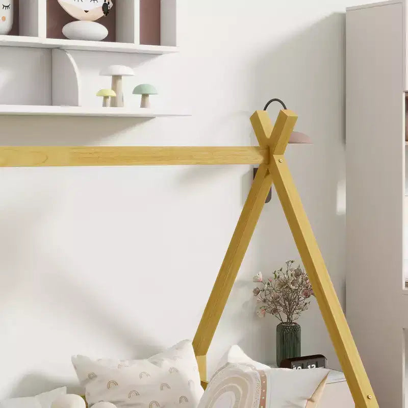 Letto a pavimento a forma di tenda Bellemave a una piazza con spondine e doghe