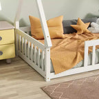Letto a pavimento a forma di tenda Bellemave a una piazza con spondine e doghe