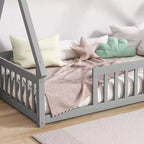 Letto a pavimento a forma di tenda Bellemave a una piazza con spondine e doghe