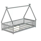 Letto a pavimento a forma di tenda Bellemave a una piazza con spondine e doghe