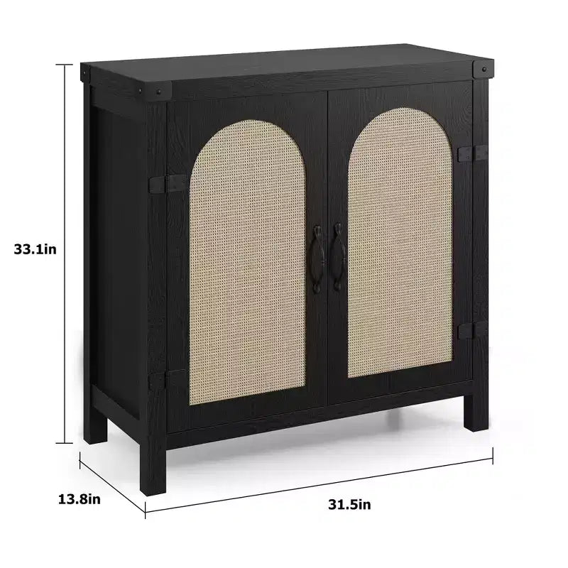Mobile credenza in rattan, buffet contenitore rustico con inserti in legno in stile bohémien, perfetto angolo caffè per cucina, sala da pranzo e soggiorno, corridoio