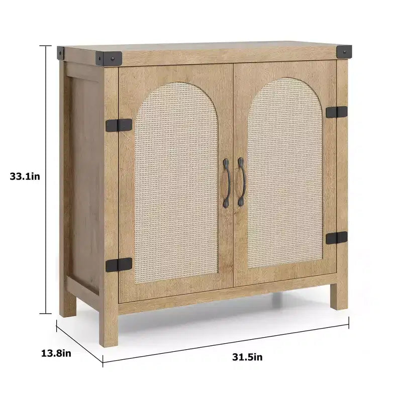 Mobile credenza in rattan, buffet contenitore rustico con inserti in legno in stile bohémien, perfetto angolo caffè per cucina, sala da pranzo e soggiorno, corridoio
