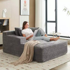 Acekool Poltrona Chaise Longue in Velluto a Coste Oversize, Grigio 170x127 cm Divano Letto Profondo Cloud, Divano da Terra Senza Montaggio per Soggiorno Camera da Letto