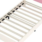 MAYEERTY Letto per Bambini Singolo Imbottito Principessa con Testiera e Pediera a Corona per Camera da Letto, Rosa Crema
