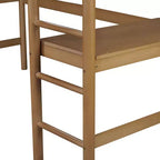 Letto singolo Whisen con testiera e pediera imbottite in tessuto Bouclé con scaletta, sponde di sicurezza - Naturale