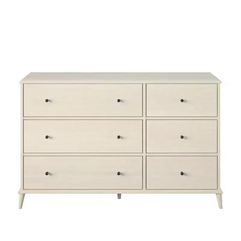 JVNOXK 51 Cassettiera Avorio Mid-Century Moderna a 6 Cassetti, Armadietto Farnsworth con Guide Metalliche, Legno Ingegnerizzato