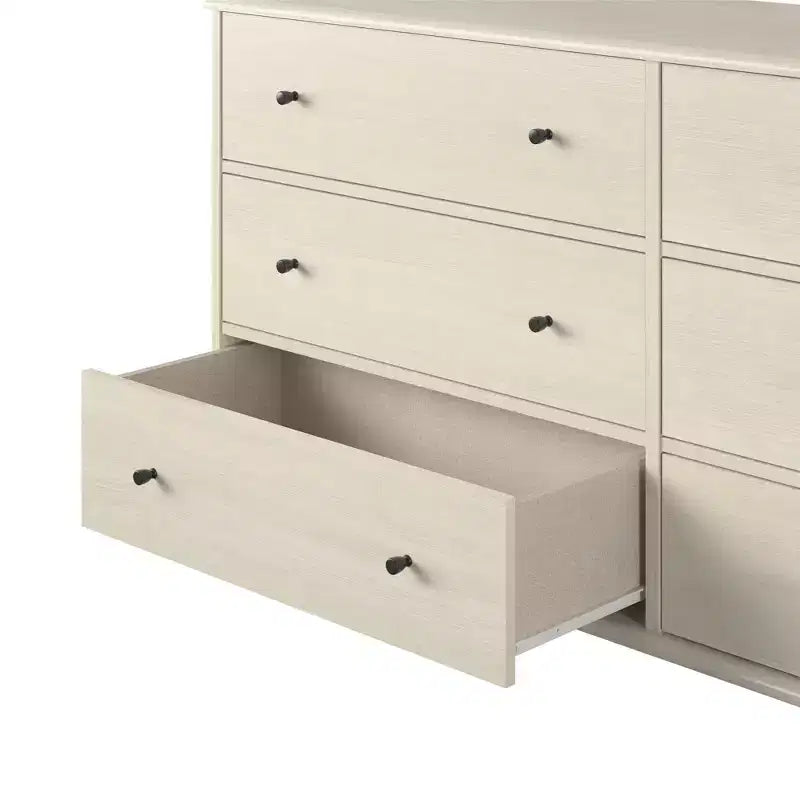 JVNOXK 51 Cassettiera Avorio Mid-Century Moderna a 6 Cassetti, Armadietto Farnsworth con Guide Metalliche, Legno Ingegnerizzato