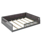 Bellemave Letto a piattaforma in legno imbottito Full Size con spondina e cuscino, nessuna rete a molle necessaria, robusta struttura in pino, grigio