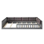 Bellemave Letto a piattaforma in legno imbottito Full Size con spondina e cuscino, nessuna rete a molle necessaria, robusta struttura in pino, grigio