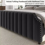 Struttura letto a piattaforma California King Size con testiera alta 50,2 pollici, letto imbottito con testiera e pediera trapuntate a canali verticali, finiture con borchie