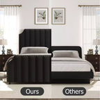 Struttura letto a piattaforma California King Size con testiera alta 50,2 pollici, letto imbottito con testiera e pediera trapuntate a canali verticali, finiture con borchie