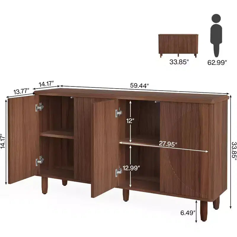 Credenza Lantine Buffet: Mobile contenitore moderno con ante, adatto per soggiorno, cucina, sala da pranzo (Marrone). Del negozio Lantine.
