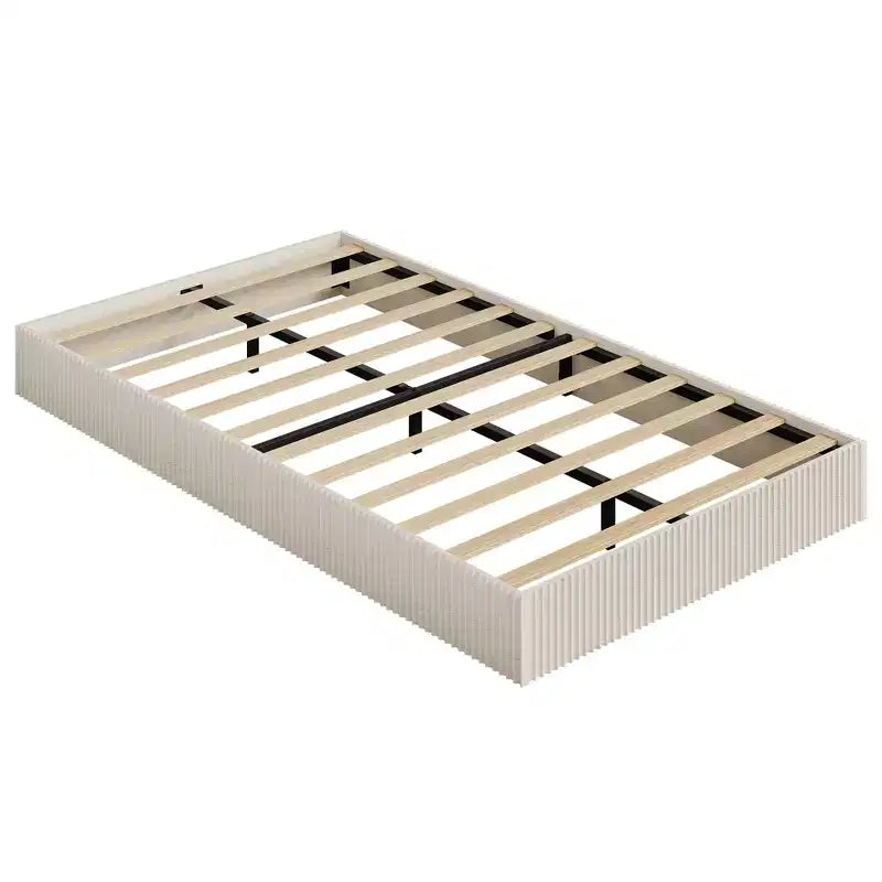 Struttura letto in legno, letto a piattaforma con design scanalato, robusto, elegante e silenzioso, facile da montare, non necessita di rete a molle, silenzioso