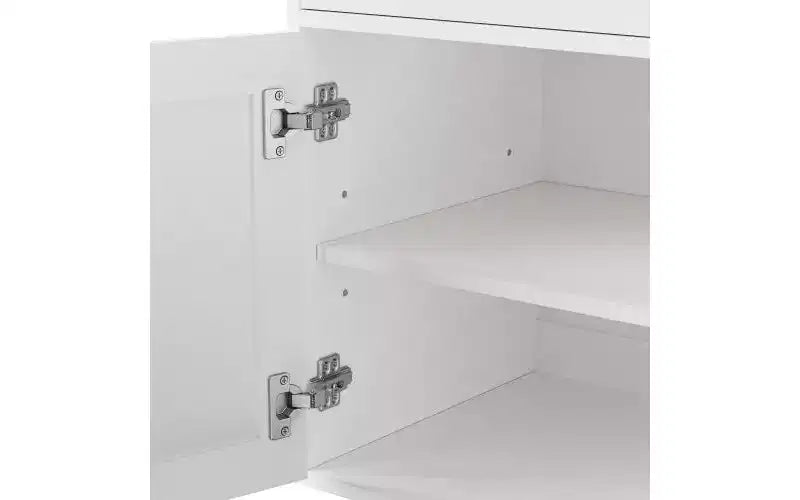 JVNOXK Armadietto contenitore elegante in stile rustico con gambe in legno a forma di zucca e ripiani regolabili, perfetto per il soggiorno, bianco