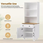 JVNOXK Armadietto contenitore elegante in stile rustico con gambe in legno a forma di zucca e ripiani regolabili, perfetto per il soggiorno, bianco