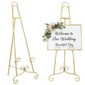 Premium Gold Easel Stand for Signs, 46.7 Inch Heavy Duty No-Assembly Metal Display Easel for Wedding Welcome Signs, Art, Pictures