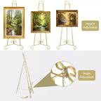 Cavalletto da esposizione Premium Gold per insegne, 118 cm, resistente, in metallo, senza montaggio, per cartelli di benvenuto per matrimoni, opere d'arte, immagini