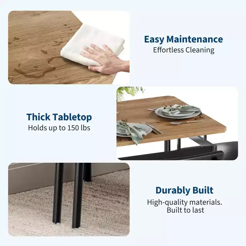 Set da pranzo da 5 pezzi, Set tavolo da cucina in legno con 4 sedie imbottite in PU, Set dinette industriale con struttura in metallo per sala da pranzo, cene in casa, feste
