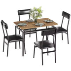 Set da pranzo da 5 pezzi, Set tavolo da cucina in legno con 4 sedie imbottite in PU, Set dinette industriale con struttura in metallo per sala da pranzo, cene in casa, feste