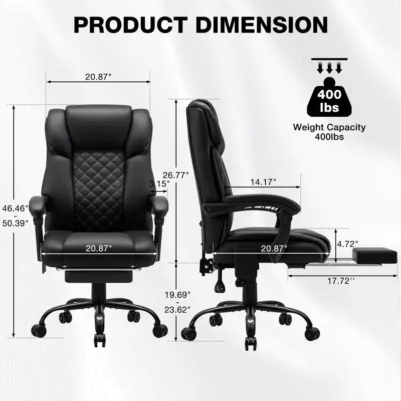HOFFREE Sedia da Ufficio Ergonomica con Massaggio a 6 Punti e Reclinabile, Regolabile, in Similpelle, Supporta 180 kg, Perfetta per l'Ufficio Domestico