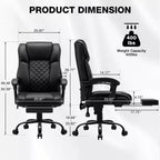 HOFFREE Sedia da Ufficio Ergonomica con Massaggio a 6 Punti e Reclinabile, Regolabile, in Similpelle, Supporta 180 kg, Perfetta per l'Ufficio Domestico