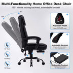 HOFFREE Sedia da Ufficio Ergonomica con Massaggio a 6 Punti e Reclinabile, Regolabile, in Similpelle, Supporta 180 kg, Perfetta per l'Ufficio Domestico