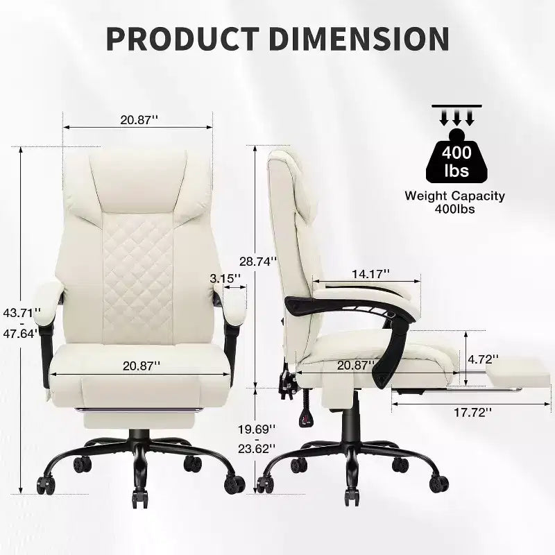 HOFFREE Sedia da Ufficio Ergonomica con Massaggio a 6 Punti e Reclinabile, Regolabile, in Similpelle, Supporta 180 kg, Perfetta per l'Ufficio Domestico