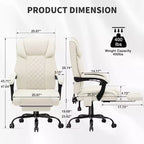 HOFFREE Sedia da Ufficio Ergonomica con Massaggio a 6 Punti e Reclinabile, Regolabile, in Similpelle, Supporta 180 kg, Perfetta per l'Ufficio Domestico